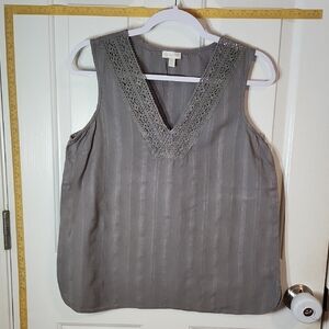 Garnet Hill Gray Sleeveless Cotton Top EUC